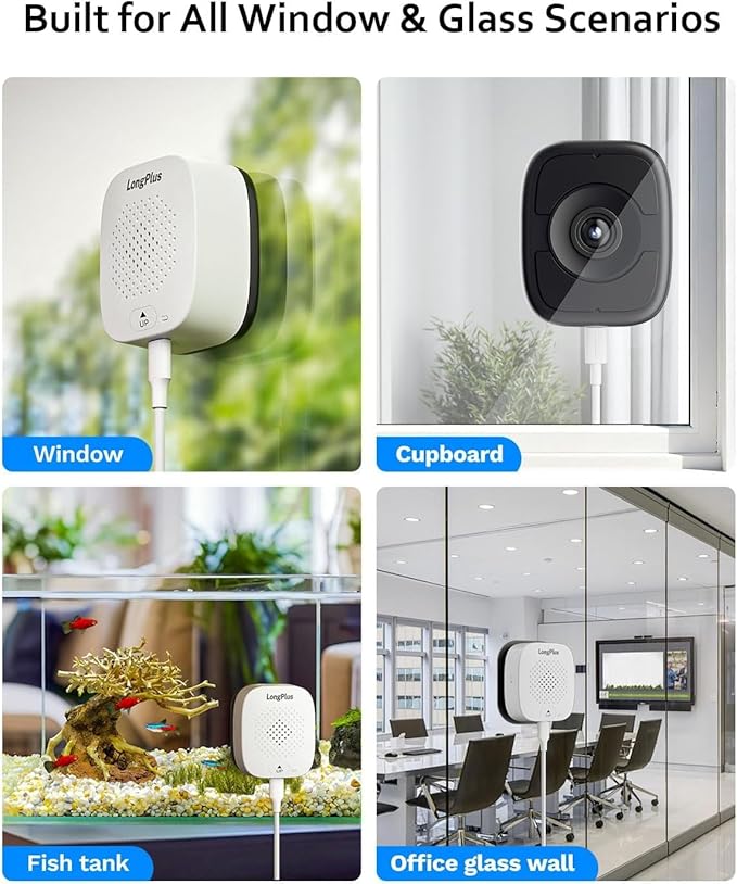 LongPlus 5MP 3K Window Camera, Night Vision Window Cameras for Home Security, 2.4G & 5G WiFi, 24/7 Recording, AI Person & Motion Detection Siren, Two-Way Audio, 60S Easy & Quick Install, 2 Packs