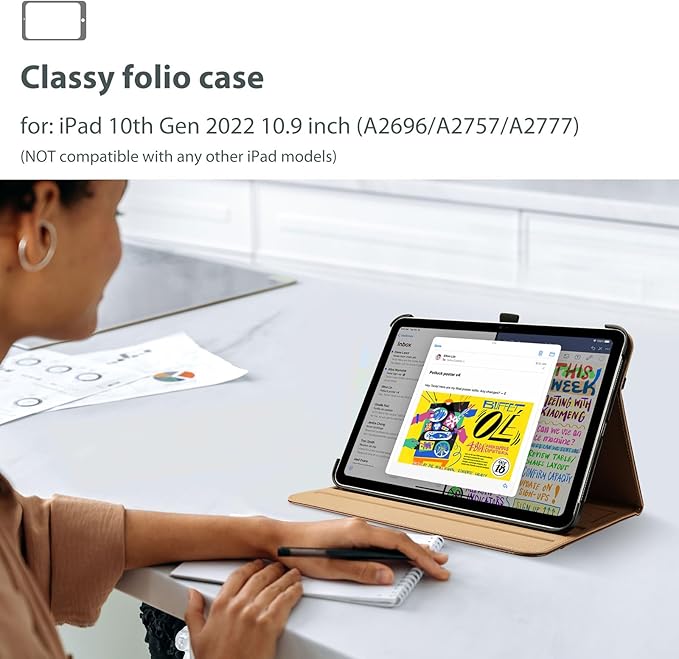 ProCase for iPad A16 11th Generation 11 Inch 2025/iPad 10th Generation Case 10.9 Inch 2022, iPad 11/10 PU Leather Case Business Stand Cover Smart Folio with Hand Strap Front Pocket Pen Loop -Brown