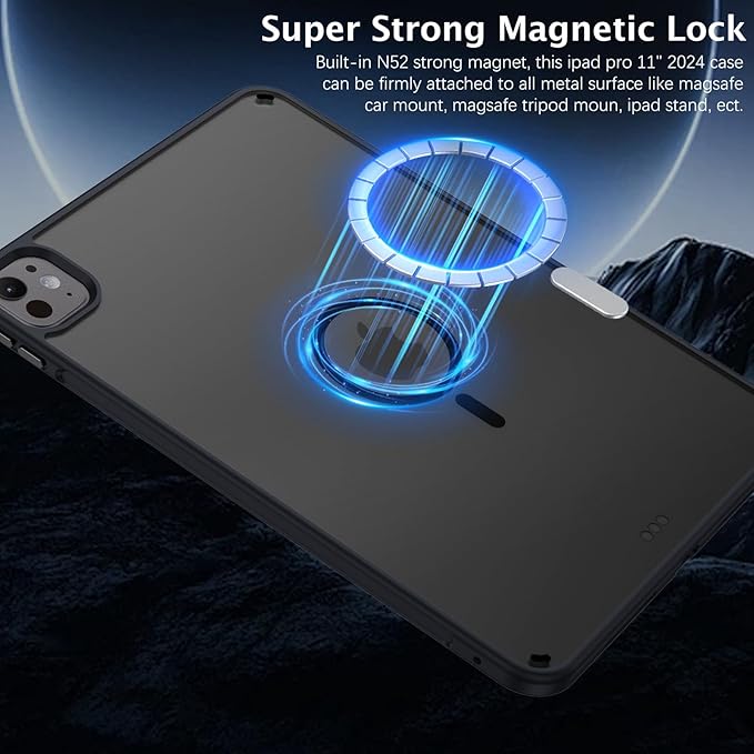 BENTOBEN Magnetic for iPad Pro 11 Inch Case (M5/M4) 2025/2024, Translucent Matte Back Slim Soft TPU Bumper Lightweight Shockproof Protective Women Girls Boys Tablet Case Cover, Black