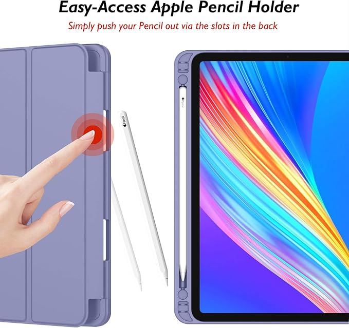 iMieet Case for iPad Pro 11 Inch (M5) 2025 /(M4) 2024 5th Gen, Trifold Stand Smart Cover with Pencil Holder and Soft TPU Back, Auto Wake/Sleep (Lavender)