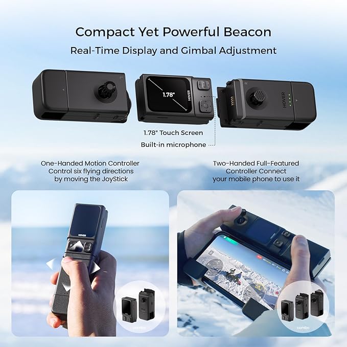 HOVERAir X1 PRO 4K Drone with Camera, Foldable Action Flying Camera with 42 KM/H Follow Speed, 15+ Fully Automatic Flight Modes, Fly Anywhere with OmniTerrain, SmoothCapture 2.0(Skiing Combo)