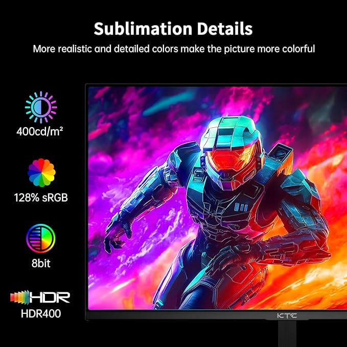 KTC 24.5 Inch 400Hz Gaming Monitor, FHD 1080P 240Hz Computer Monitor, Fast IPS, FreeSync/G-Sync Compatible, HDR400, DisplayPort x2 HDMI x2, VESA, Tilt Adjustable,H25X7