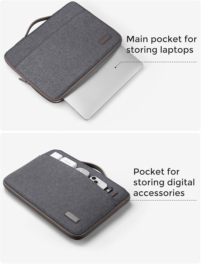 DOMISO 15.6 inch Laptop Case Sleeve Protective Cover Compatible with 16 inch MacBook Pro M4 M3 M2/Pro Max,15.6-16 inch HP Dell ASUS Lenovo Chromebook,Waterproof Computer Cases Bag,Dark Grey