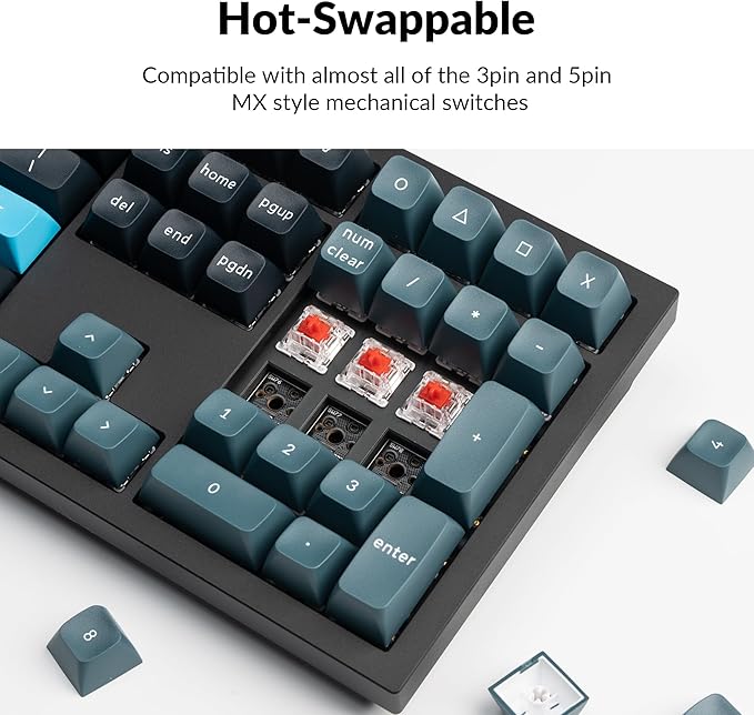 Keychron Q6 Pro Full Aluminum QMK/VIA Programmable Knob Bluetooth Custom Mechanical Keyboard, Full-Size KSA Double-Shot PBT Keycap Hot-Swappable, RGB Backlit, Red Switch for Mac Windows Linux - Black