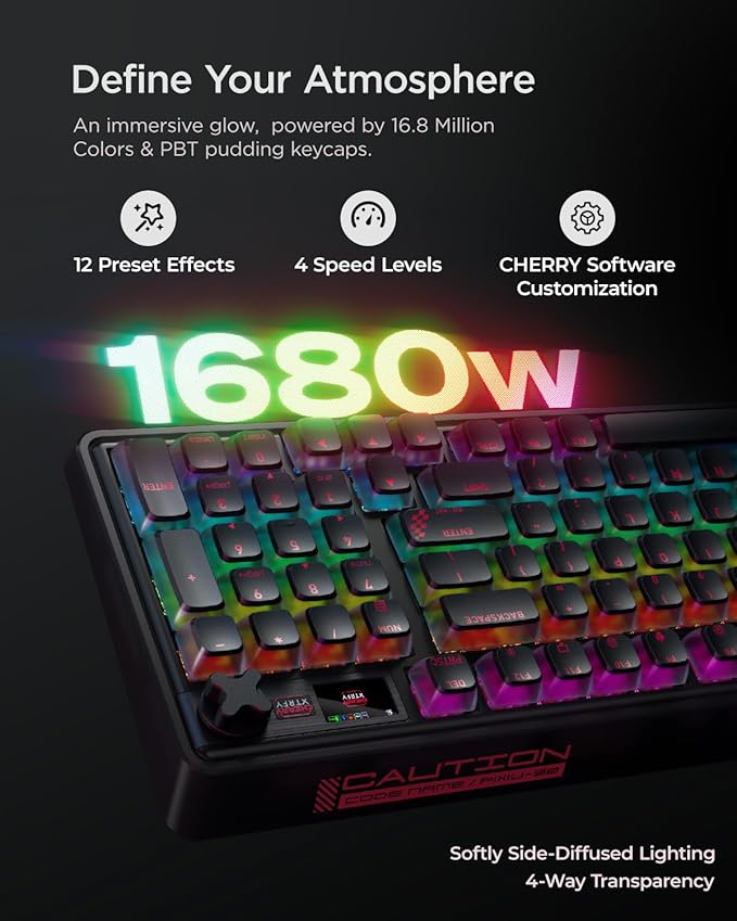 wegear PIXIU 98 Mechanical Gaming Keyboard with Knob, Cherry MX2A Brown Switches, 8K Hz Polling, Tri-Mode Gasket Key-Board for PC/Mac/Laptop, Hot Swappable, PBT, RGB Backlit, 95 Keys