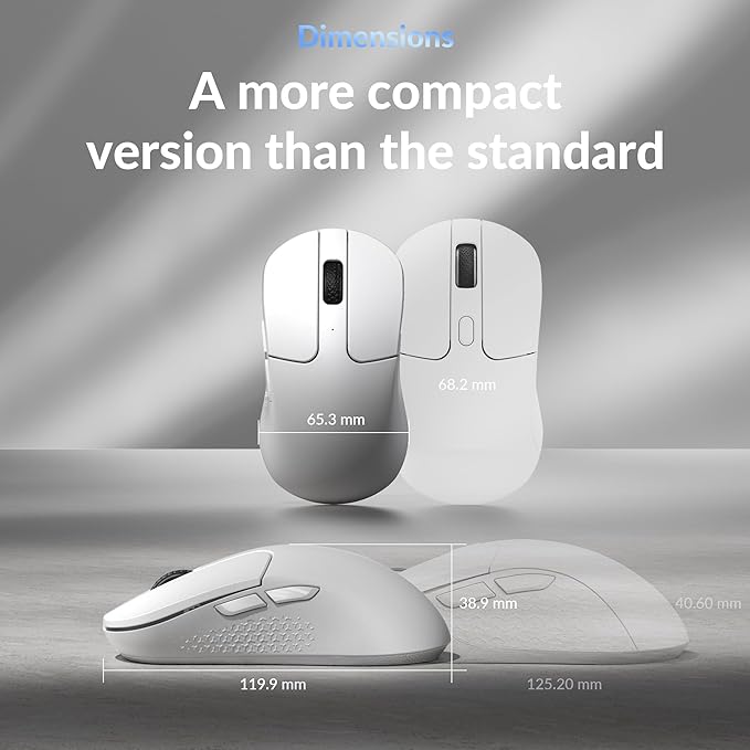 Keychron M3 Mini 8K Wireless Bluetooth 5.3/2.4 GHz/Wired Optical Mouse, Ultra-Lightweight 55g Programmable PixArt 3950 Sensor with up to 30,000 DPI/ 750 IPS for Windows Mac Linux - White