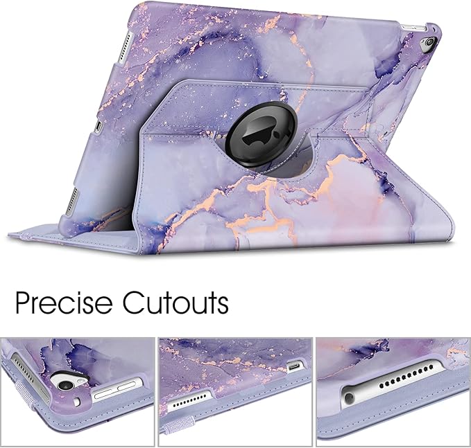 Fintie Rotating Case - 2017/2015 iPad Pro 12.9 inch (Old Model) 1st & 2nd Gen Case, 360 Degree Swiveling Stand Protective Back Cover, Supports Auto Wake/Sleep, Lilac Marble