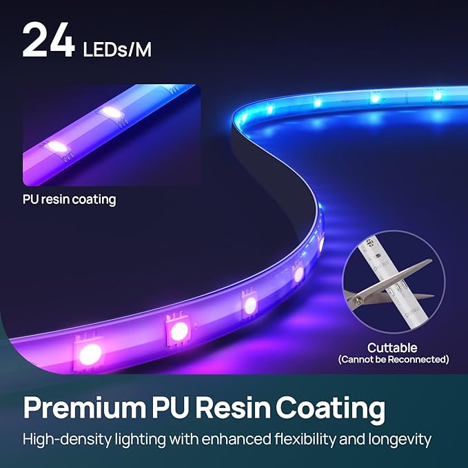 Linkind LED Strip Lights RGB 25ft, Smart Light Strip Work with Alexa and Google Home, App Control Music Sync Segmented Color Changing Led Lights for Bedroom Kitchen