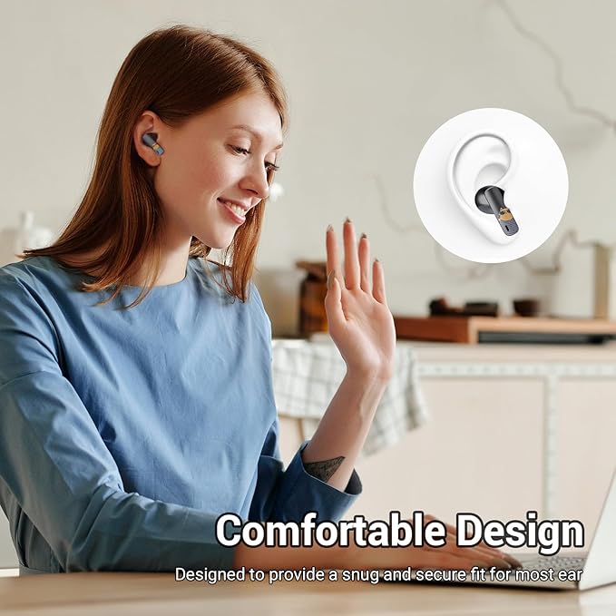 K80 Wireless Earbuds, Bluetooth 5.3 Headphones TWS True Wireless Stereo Earbuds with Wireless Charging Case, 42H Playtime, Auto-Pairing, Lightweight Comfort Fit for iPhone Android