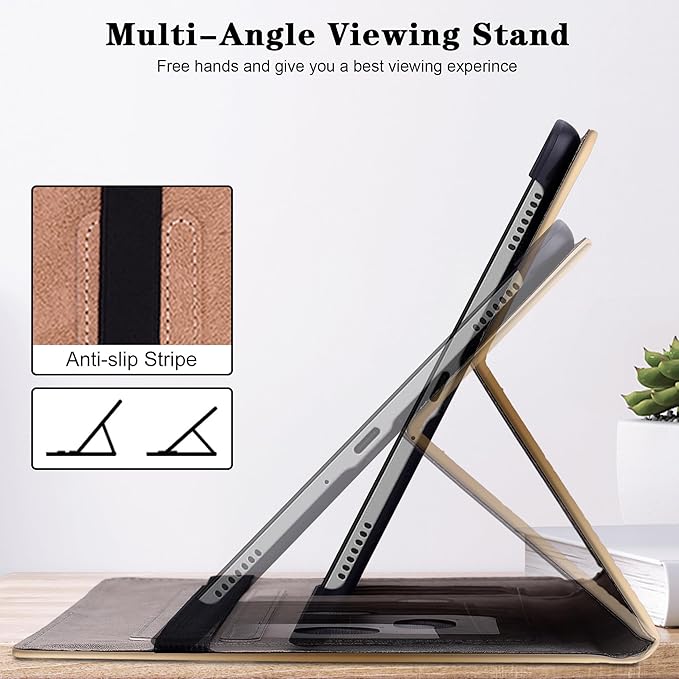Case for iPad Air 13 inch M4 2026/M3 2025/M2 2024 with Pencil Holder & Card Slots & Auto Sleep, Embossed PU Leather Stand Magnetic Shockproof Cover Case for iPad Air 13 - Pink Butterfly