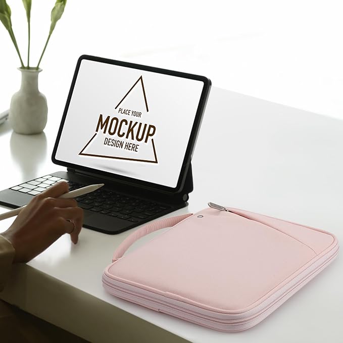 MoKo 9-11 Inch Tablet Sleeve Carrying Case with Handle, Padded Protective Travel Bag for New 11-inch iPad Air 4 2026/Pro M5/ A16, iPad 10th/Air 5/4th 10.9, i-Pad 9/8th 10.2,Tab S9/S8 11, Pink