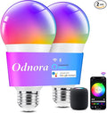 Smart Light Bulbs, Work with Alexa & Google Assistant, 9W LED Light Bulbs Color Changing RGBTW Dimmable, 2.4GHz WiFi Bluetooth Smart Bulb 60W Equivalent, APP Control, A19, E26, 800LM, 2 Packs