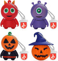 Creative USB Flash Drive 8GB, 4 Pack Novelty Monster Computer Memory Stick Cartoon Pumpkin USB Pendrive Halloween Data Storage Gift Pendrive U Disk