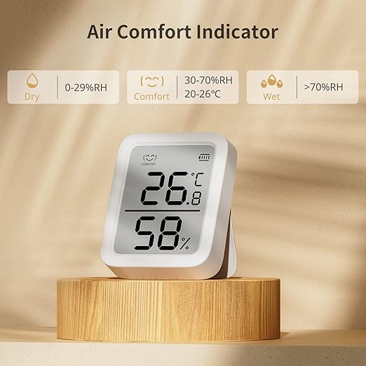 SwitchBot Thermometer Hygrometer, Bluetooth Indoor Humidity Meter and Temperature Sensor with App Control, Large LCD Display, Notification Alerts, Data Storage Export, Remote Monitor for Home (2 Pack)