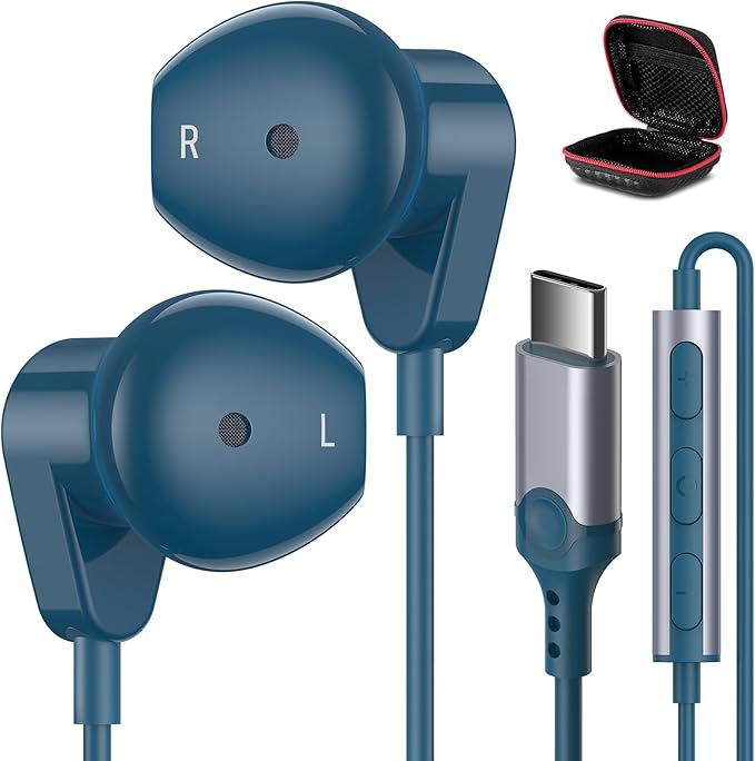 APETOO USB C Headphones for iPhone 17 16 15 Plus/iPad 10th, HiFi Stereo USB-C Wired Earbuds Type C Earphones with Microphone Volume Control for Samsung S26/S25/S24 Ultra/S23/S22/S21/S20/A17/Pixel 9 8