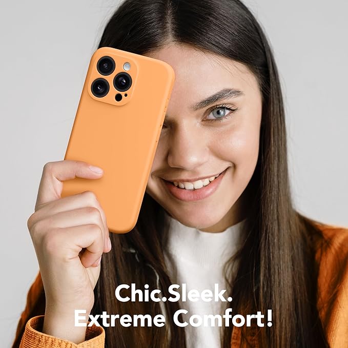Magnetic for iPhone 15 Pro Case, Compatible with MagSafe, [Full Camera Protection][Screen Protector] Silicone Shockproof Protective Phone Case for iPhone 15 Pro 6.1", Cantaloupe