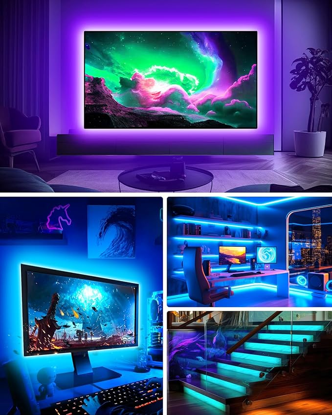 Daymeet Led Lights for TV, 16.4ft TV Led Lights Backlight Behind for 65-85 inch Led Strip Lights,RGB Color Changing Light with Remote, Music Sync Bluetooth APP Control USB Christmas Lighting
