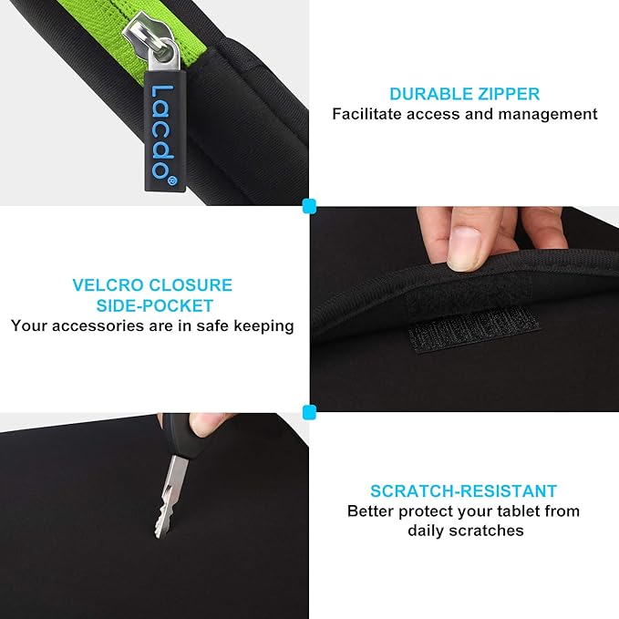 iPad Mini 7 Sleeve, iPad Mini Case Bag, Lacdo Shockproof Tablet Sleeve Case for iPad Mini 7,6,5,4,3,2 / Samsung Galaxy Tab A7 Lite 8.7" /Tab A 8.0" Protective iPad mini Sleeves Tablet Bag, Green/Black