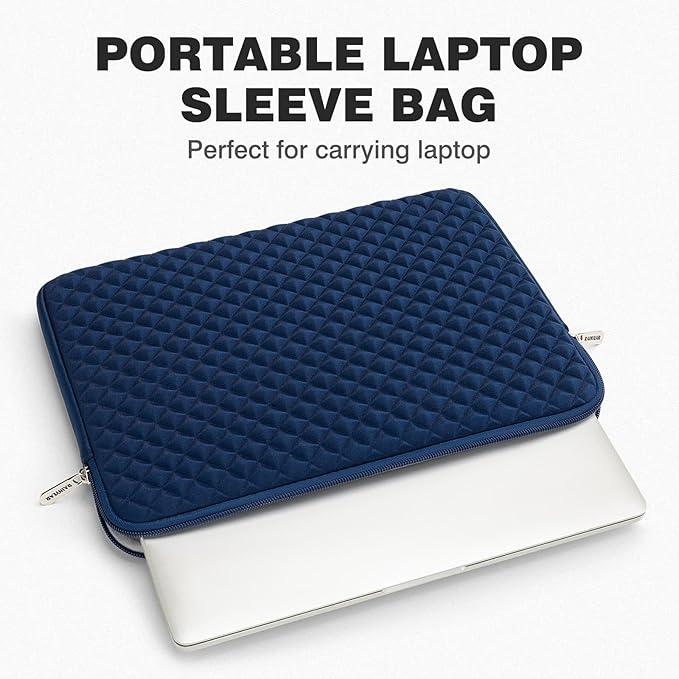 RAINYEAR 13 Inch Laptop Sleeve Diamond Foam Case Bag Compatible MacBook 14", 13.3" MacBook Air/Pro A3449 A3113 A3240 A2681 A2337 A2338 for 13.3" PC Notebook Chromebook (Navy Blue)