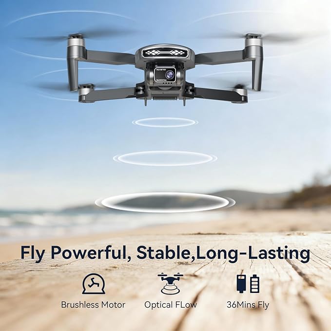 GPS Drone with Camera for Adults 4k,Brushless Motor, Auto Return Home, Follow Me,Optical Positioning,5G FPV Video Transmission,120°FOV Camera, 90°Adjustable Lens,2Batteries, Carrying Case,Under249g