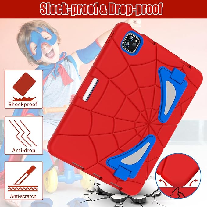 AKABEILA Compatible with Apple iPad Pro 11 inch(2018)/Apple Air 4 10.9(2020)/Air 5 10.9(2022)/Air 6 M2 (2024)/Air 7 M3 (2025) Tablet Case，Cover for Kids Boys Babies with Kickstand Red Blue