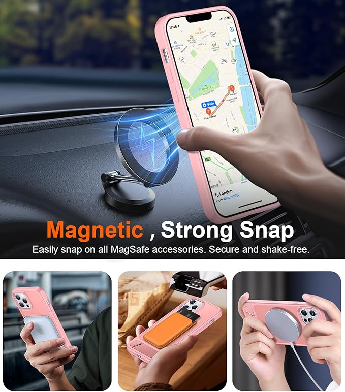 Magnetic Compatible with iPhone 12 Case & iPhone 12 Pro Case, [Built-in Invisible Kickstand][Compatible with MagSafe][Military Grade Shockproof] Slim Translucent Matte Phone Case 6.1"