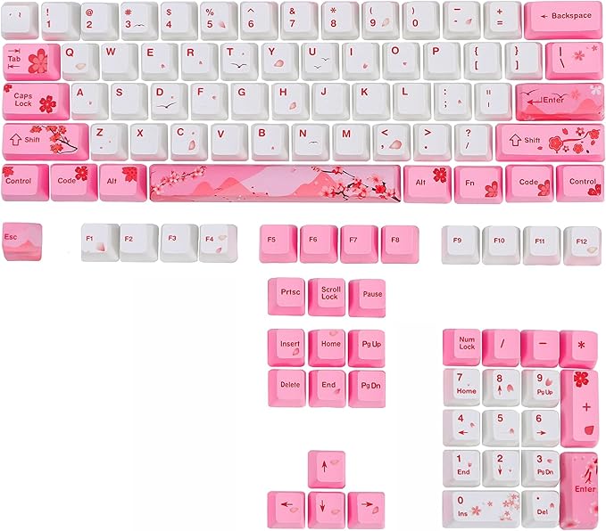 GTSP 104 Pink Keycaps Cute Japanese Custom Gaming keycap Set of Dye-Sub OEM Profile for Cherry Mx Gateron Kailh Switch 87/104 60% Mechanical Keyboard (Pink)