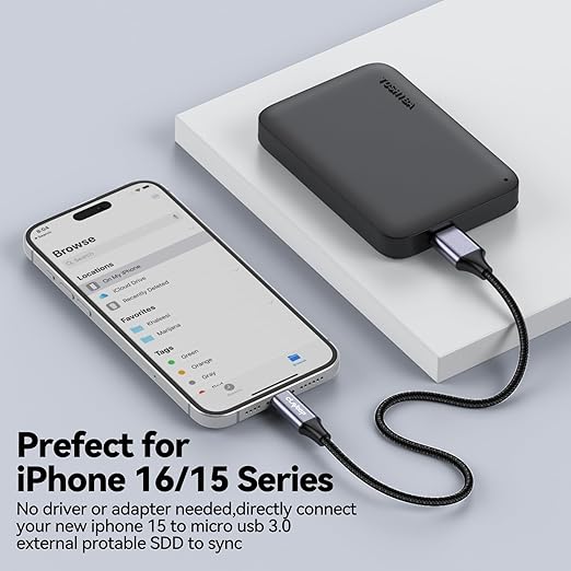 External Hard Drive Cable USB C 3FT, 10Gbps MicroB 3.0 to USBC Type C Cord Data Transfer/Charging Replacement for Seagate Toshiba WD My Passport LaCie, Brother Scanner, Laptop, Tablet, iPhone 17