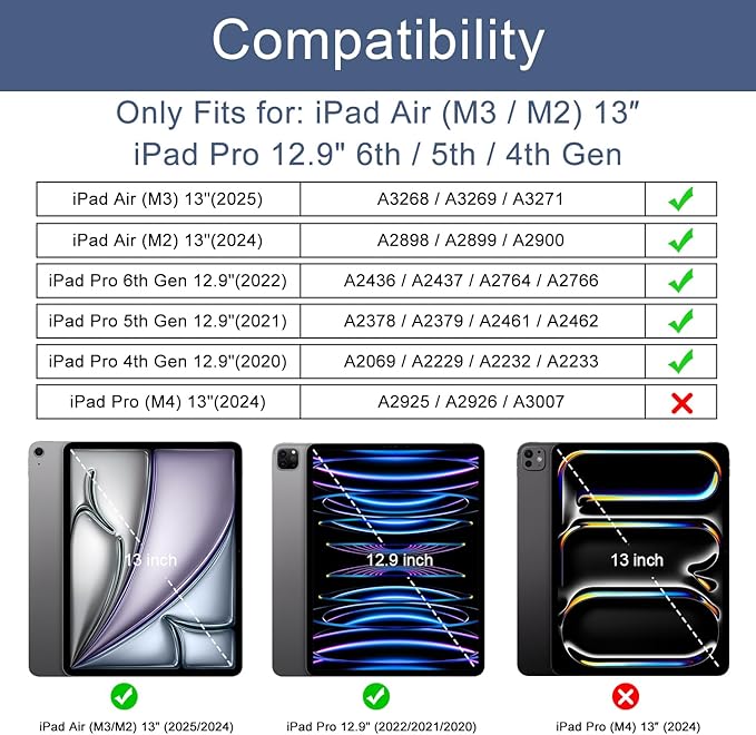 Soke Case for iPad Air 13 Inch (M4/M3/M2,2026-2024), iPad Pro 12.9" 6th/5th Generation with Pencil Holder(2021 2022 Release)-[Apple Pencil Charging + Auto Wake/Sleep] Soft Back Cover, Book Lilac