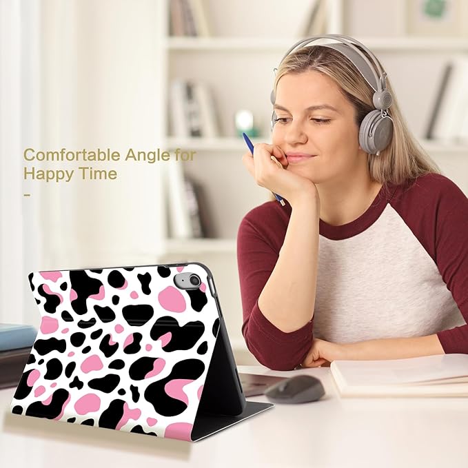 Lokigo Case for iPad 11 inch (A16) 2025, for 10th Generation Case 10.9'' 2022, Multi-Angle Viewing iPad 11th/10th Gen Protective Cover with Auto Sleep/Wake, for Women Men, Black Pink