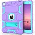 CCMAO Compatible with iPad 6th Generation Cases, iPad 5th Generation Case, iPad 9.7 Case, iPad Air 2 Case, Hybrid Shockproof Rugged Drop Protection Case with Kickstand, Purple+Green