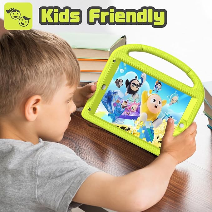 YIHE Shockproof Kids Case for iPad 6th/5th Generation (9.7 inch, 2018/2017), iPad Air 2/1 & Pro 9.7 | Durable Protective Cover with Built-in Screen Protector & Stable Stand, Light Yellow