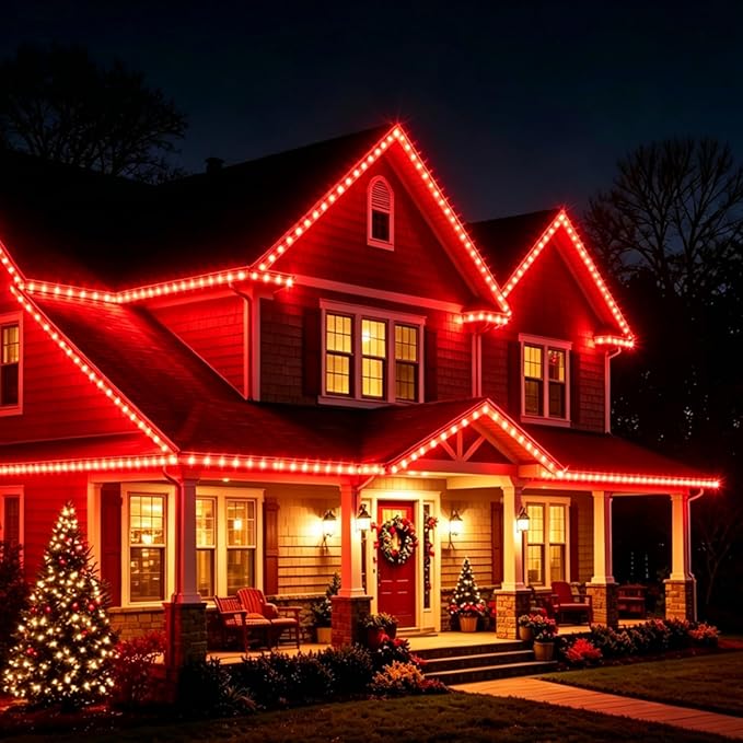 LED Rope Lights, 16.4 Feet Red Flat Flexible Strip Light, Plug in Novelty Lighting, Connectable and Waterproof for Home Christmas Holiday Garden Patio Party Decoration