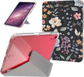 Origami Case for iPad 10th Generation 10.9" 2022, iPad 11th Generation A16 Case 11 Inch 2025, Clear Shockproof Cover with Pencil Holder, Multi-Angle Stand, Black&Flower