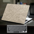 DTangLsm for MacBook Air 15 inch Case 2026 2025 2024 2023 M5 M4 M3 M2 A3448 A3241 A3114 A2941, Elegant Texture Retro Leather Hard Cover for M5 MacBook Air 15 Case+Keyboard Skin,Apricot Embossed Floral