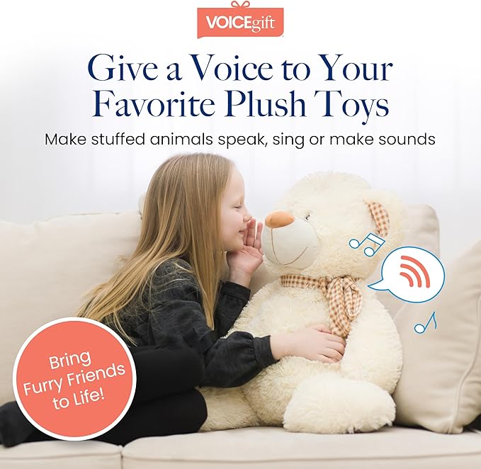 VOICEGIFT Mini-Me, 60-Second Multi-Message Audio Recorder for Plush Toys, Quilts, Pillow, Crafts, Playful Mini Voice Gift Inserts for Custom Sound Gifting & DIY Projects 1-Pack