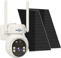 Hiseeu Solar Powered Security Camera, 24/7 Recording, 4MP 100% Wireless Outdoor Camera, 360° PTZ View, PIR Motion Detection, Color Night Vision, 2-Way Audio, IP66 Waterproof, No Monthly Fees