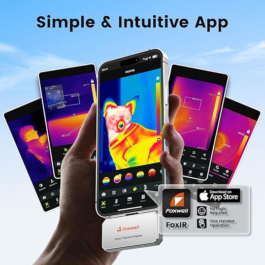RT100 Thermal Camera for iPhone Series & iPads, 512 x 384 Super Resolution, 256 x 192 IR Resolution Infrared Camera, 25Hz Thermal Imaging Camera with -4°F~1022°F Temp Range, Temperature Alarm