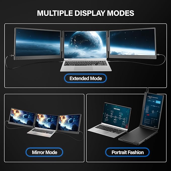 Setclod Upgraded Laptop Screen Extender Monitor Portable, 14.1" 1080P FHD IPS Screen, Monitor Extender for Laptop, Fit for 13-17", Plug & Play Compatiable with Windows/Mac/Chrome/Android