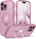 CAPRARO for iPhone 14 Pro Case with 360° Spin Magnetic Stand for Women, [Compatible with MagSafe] [Full Camera Protection] Cute Wave Translucent Matte Case for iPhone 14 Pro,Black Currant