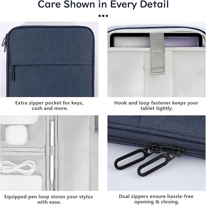 Dadanism 13 Inch Tablet Sleeve Padded Carrying Case for New iPad Air 13" M4/M3 2026/2025, iPad Pro 13" M5/M4 2025/2024, Galaxy Tab S10+/S9 FE+/S9+ 12.4", Remarkable Paper Pro 11.8", Dusty Blue