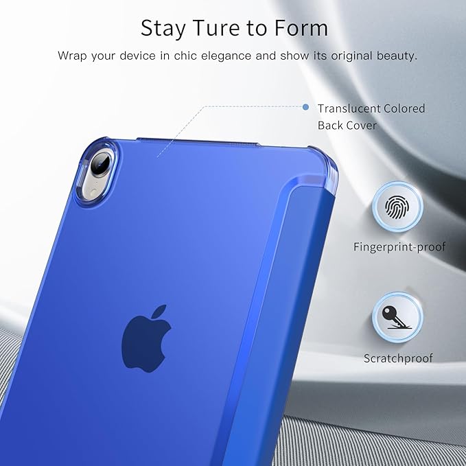 MoKo for iPad mini 7 (A17 Pro) Generation Case 2024, iPad mini 6 Case 2021, 8.3-inch Slim Lightweight Protective Hard Back PC Shell Stand Cover Support Touch ID, Auto Wake/Sleep, Cobalt Blue