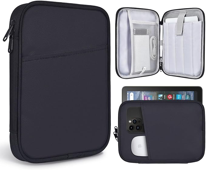 8-9 Inch Tablet Sleeve Bag for Amazon Fire HD 8 / Fire HD 8 Plus 8", Samsung Galaxy Tab A9 8.7" / Tab A7 Lite 8.7" / Tab A 8" & iPad mini 7 6 8.3" / iPad mini 5 4 3 2 1 7.9" Carrying Case(Black)
