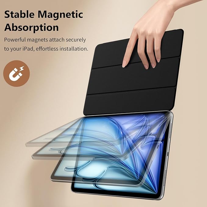 TiMOVO Magnetic Case for iPad Air 11 Inch (M4/M3/M2-2026/2025/2024), iPad Air 5th/4th Generation Case (2022/2020) 10.9 Inch, Smart Folio Magnetic Trifold Stand Cover, Auto Wake/Sleep, Black