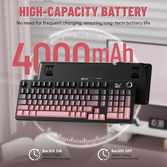MAMBASNAKE Attack Shark X98 Pro Wireless Mechanical Keyboard with Screen & Knob, 2.4G/USB-C/BT5.0 Gasket Hot Swappable Creamy Keyboard102 Keys, Web Driver RGB Gaming Keyboard for PC/Mac/PS4/Xbox