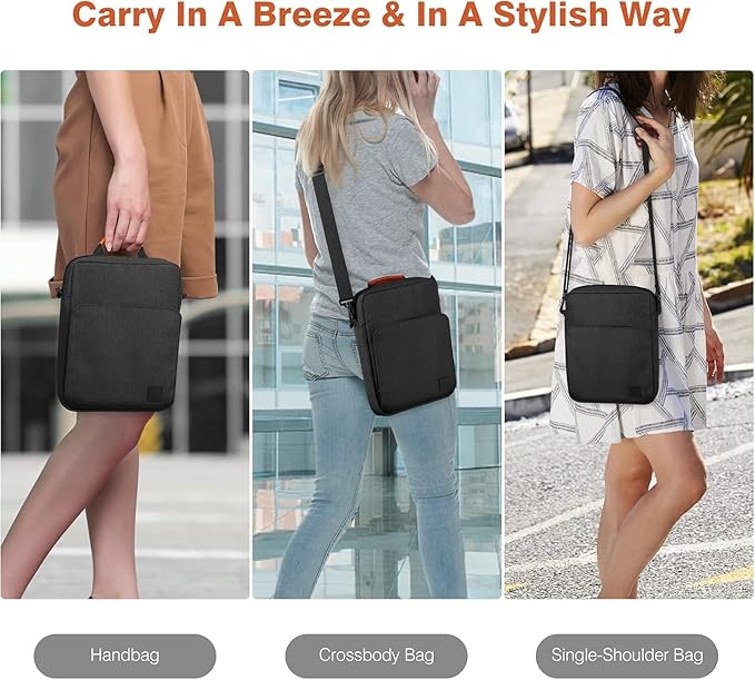 Dadanism 9-11 Inch Tablet Sleeve Bag Carrying Case with Shoulder Strap for iPad (A16) 11", iPad 10th Gen 10.9", iPad Air M4/Pro M5 11", iPad 9/8/7th 10.2", Galaxy Tab A11+ Plus 11",Black & Grey