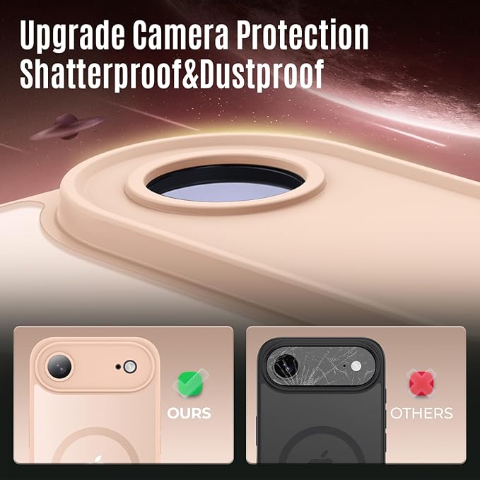 Symcele Designed for iPhone Air Case, Compatible with MagSafe, [Camera Protection] [15FT Military Drop Protection] Shockproof Translucent Matte Anti-Slip Thin Slim Phone Case, 6.5", Light Brown