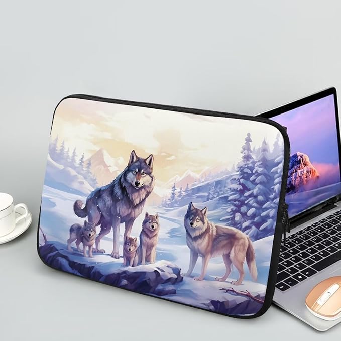 Cool Wolf Laptop Sleeve for Women 12 inch Lap Top Case Portable Laptop Accessories with Versatile Uses Computer Sleeve Laptop Pouch Ideal Gifts for Holidays Purple