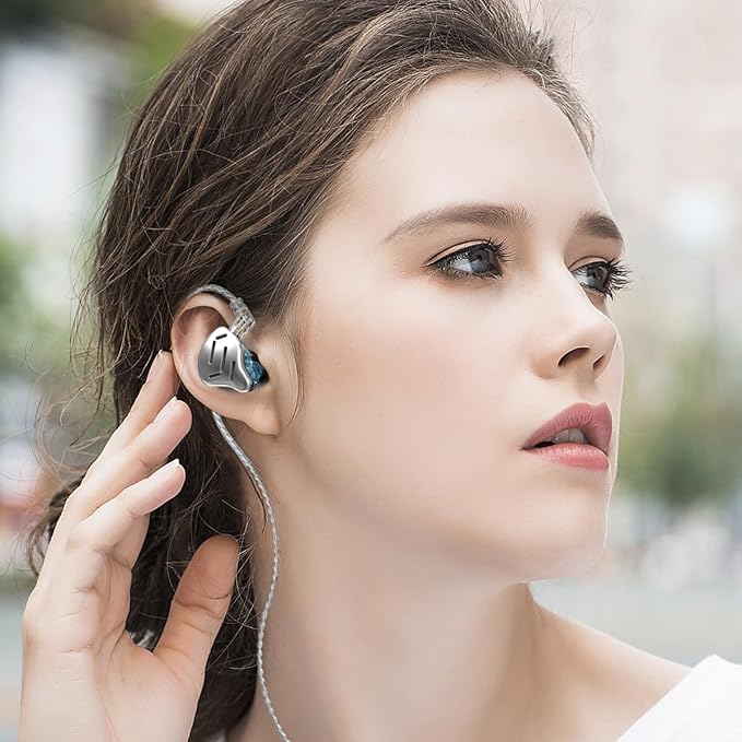 KZ Zax in Ear Headphones 7BA+1DD Hybrid 16 Drivers HiFi Noise Cancelling in Ear Monitor, Zin Alloy Shell Metal Wired Earphone with 3.5mm Jack Detachable 2 Pin 0.75mm Cable (No mic, Silver)