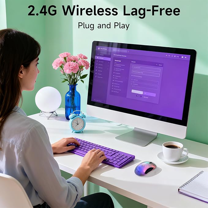 memzuoix 2.4G LED Wireless Mouse, Rechargeable Ergonomic Mouse with Detachable Cover, 1200 DPI Portable Optical Computer Mouse with USB Receiver for Laptop/PC/Desktop/MacBook, 5 Buttons-with Stickers